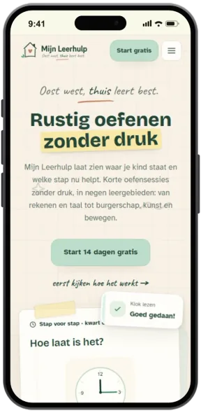 Mobiele weergave van mijnleerhulp.nl op een iPhone