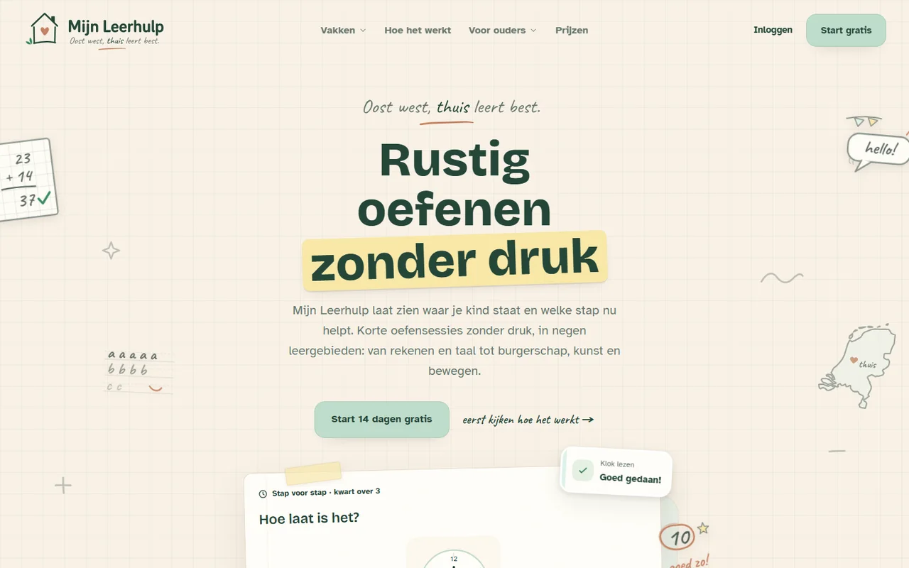 Website van Mijn Leerhulp, gebouwd door Nomi Webdesign